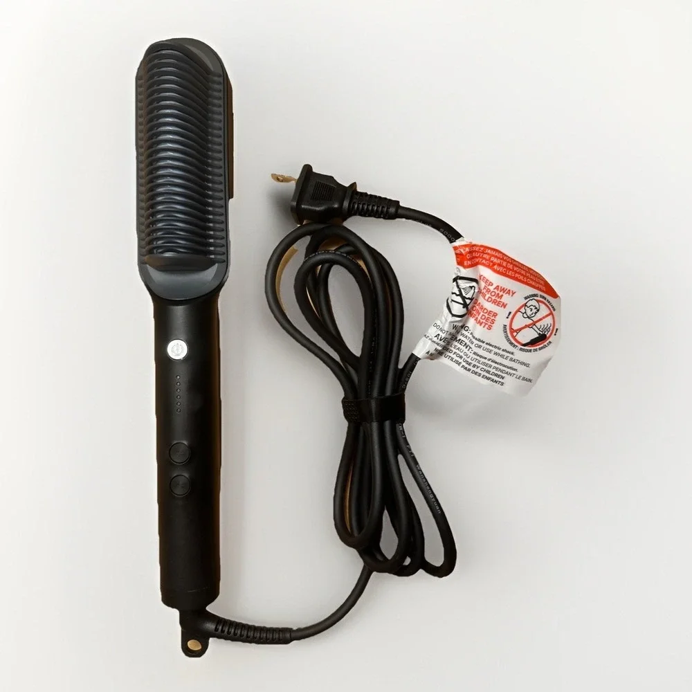 TYMO Ring Hair Straightener Brush Comb Fast Heating Black Pink New No Box Tested